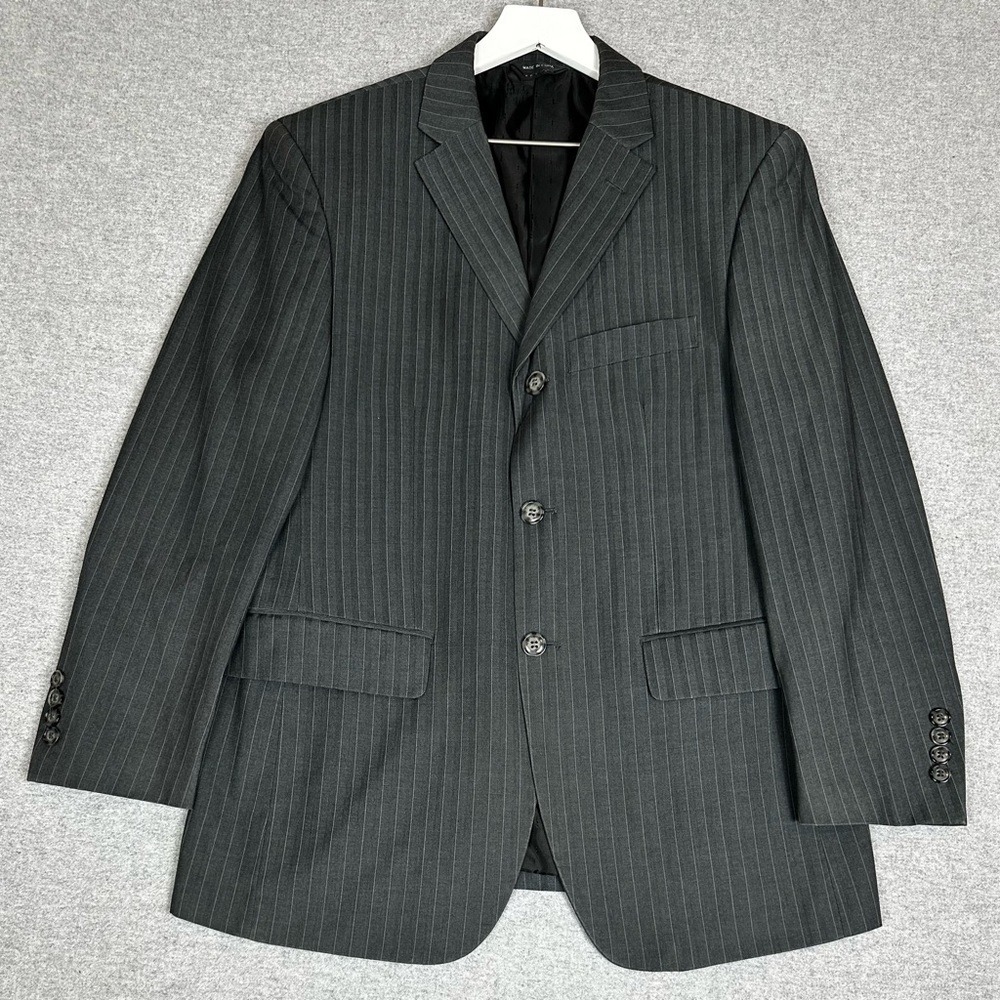 Angelo Rossi‎ Blazer Jacket Mens Small 38 Pinstripe Hand Tailored Formal Suit